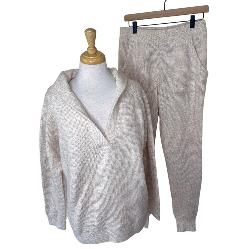 HATCH The Cozy Waffle Visitor Hoodie (M) + Maternity Jogger (S) Oatmeal Mélange - Picture 3 of 13